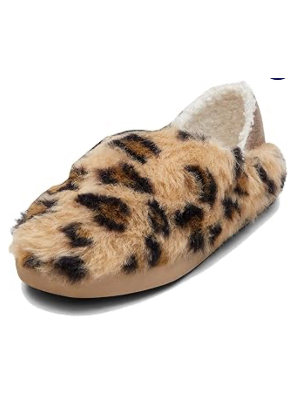 Women's TOMS Ezra Leopard Print Faux Fur Slippers Size 5 Beige Black